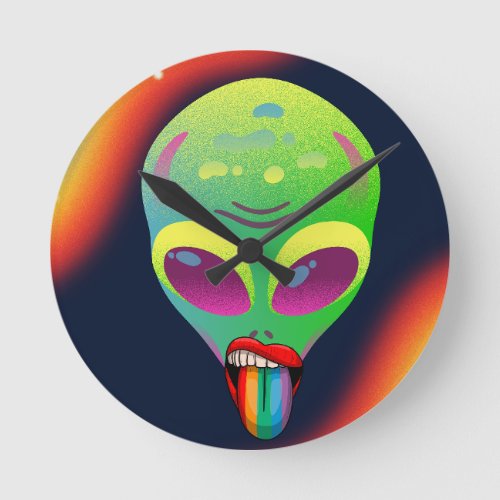 Gay Alien Round Clock