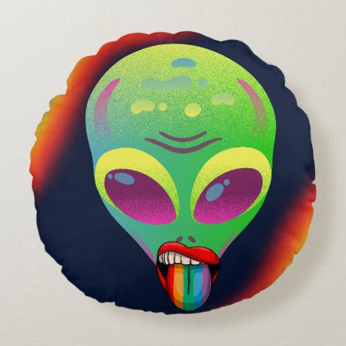 Gay Alien Round Pillow