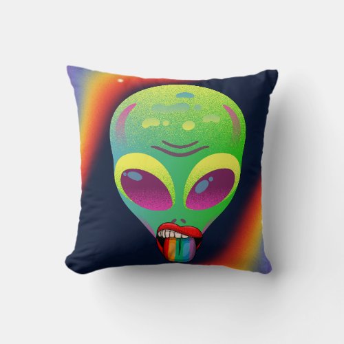 Gay Alien Throw Pillow