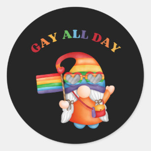Gay All Day Colorful Flag  Classic Round Sticker