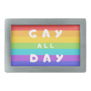 'Gay All Day' Rainbow LGBT+ Pride Flag Belt Buckle
