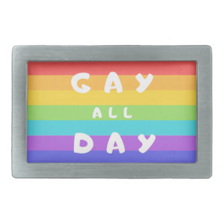 'Gay All Day' Rainbow LGBT+ Pride Flag Belt Buckle