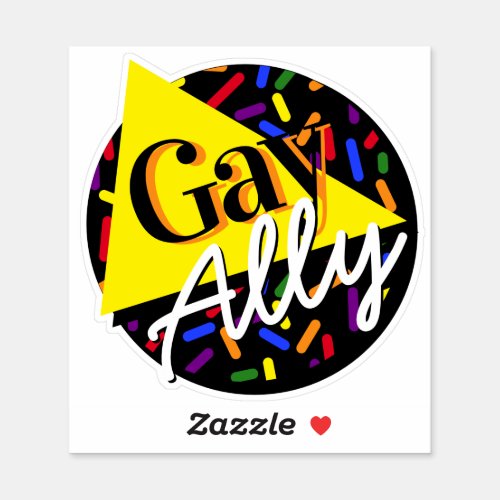 Gay Ally Rainbow Black 80s Memphis Style Sticker