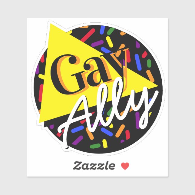 Gay Ally Rainbow Black 80s Memphis Style Sticker (Sheet)