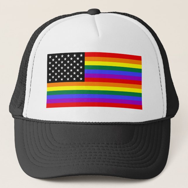 Gay America Pride Flag Trucker Hat (Front)