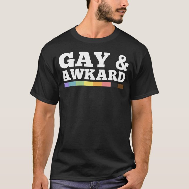 Gay And Awkward Queer LGBTQ Pride Flag Minimalist  T-Shirt (Front)