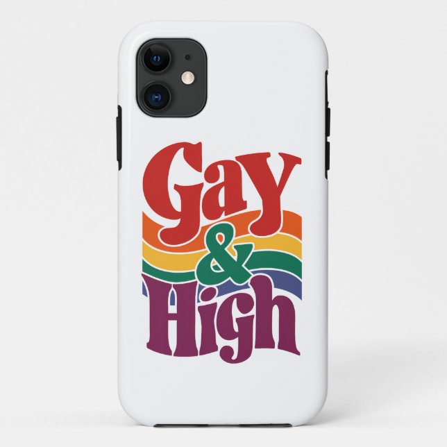 Gay And High Retro LGBTQ Pride Flag Case-Mate iPhone Case (Back)