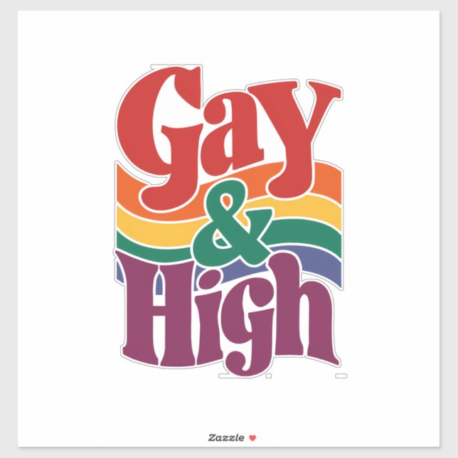 Gay And High Retro LGBTQ Pride Flag Sticker (Sheet)