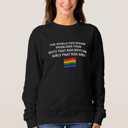 Gay And Lesbian Ally Pride Rainbow Kissing Social  Sweatshirt