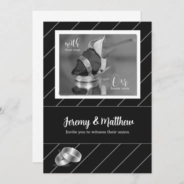 Gay And Lesbian Wedding Invitation Black Pinstripe Zazzle