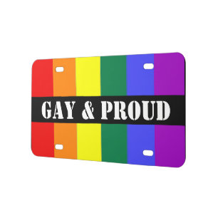 Gay and Proud Rainbow Flag License Plate