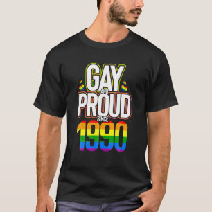 Gay And Proud Since 1990 Rainbow LGBT Birthday Gif T-Shirt