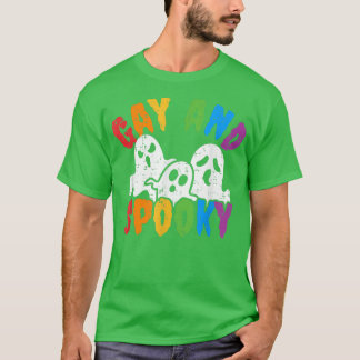 Gay And Spooky Halloween Rainbow Boo Ghost LGBTQ G T-Shirt