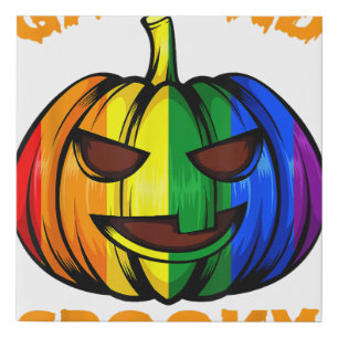 Gay And Spooky Halloween Rainbow Pumpkin LGBTQ+ Ga Faux Canvas Print