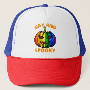Gay And Spooky Halloween Rainbow Pumpkin LGBTQ+ Ga Trucker Hat