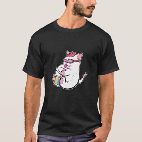 Gay Anime Cat Girl Bubble Tea Manga Figure Boba LG T_Shirt