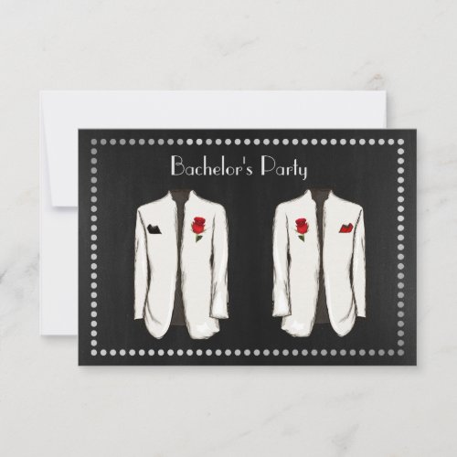 Gay Bachelor Party Invitation with two Tuxedos