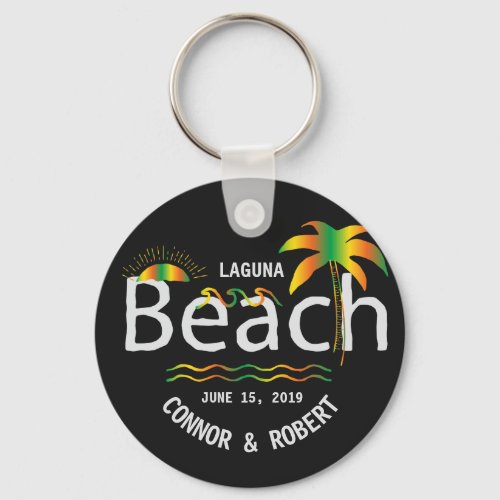 Gay Beach Wedding Rainbow Style Custom Favors Keychain