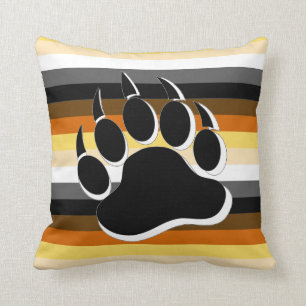 Gay Bear claw B&W 3D effect Bear Pride Colors Throw Pillow