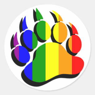 Gay Bear claw rainbow with black shadow Classic Round Sticker