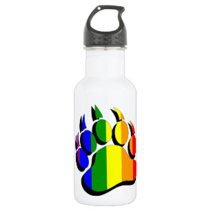 Gay Bear claw  rainbow with black shadow Water Bottle