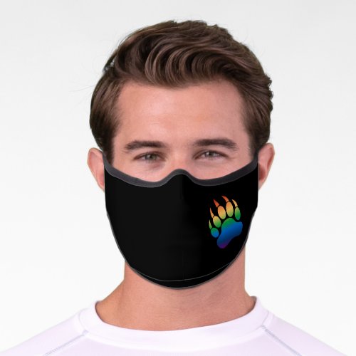 GAY BEAR Gradient Bear Paw Rainbow Flag Wrapping P Premium Face Mask