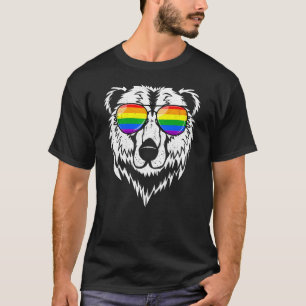 Gay Bear LGBTQ Rainbow Sunglasses Pride Flag Trans T-Shirt