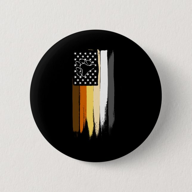 Gay Bear Painted Stars and Stripes Button (Front)