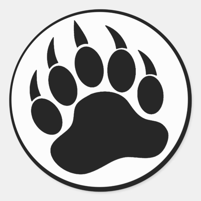 GAY BEAR PAW/CLAW BLACK AND WHITE - ROUND STICKER (Front)