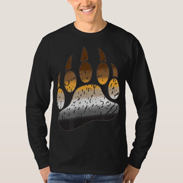 Gay Bear Paw Pride Distressed T-Shirt (Front)
