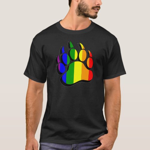 Gay Bear Paw rainbow Flag T_Shirt