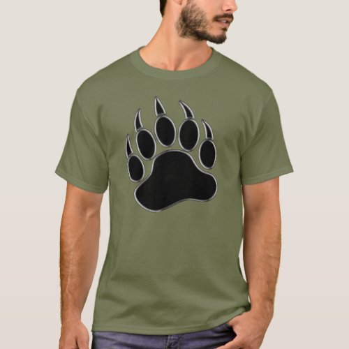 Gay Bear Pride 3D Silver frame Bear paw T_Shirt
