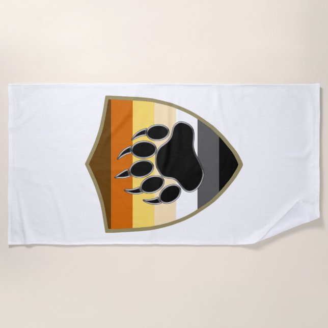 GAY BEAR PRIDE BEAR PAW SHIELD BEACH TOWEL (Front)