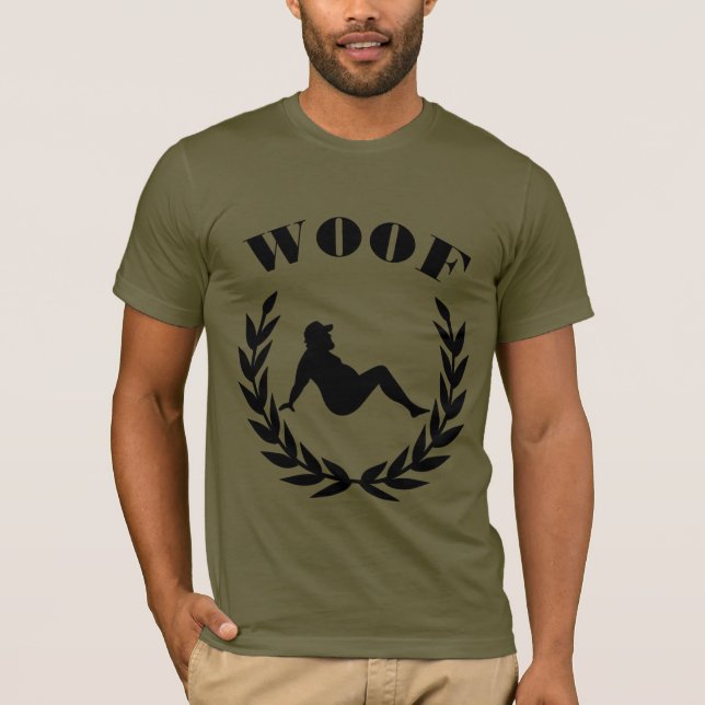 Gay Bear Pride Chubby Bear In Laurel Leaves WOOF T-Shirt (Front)