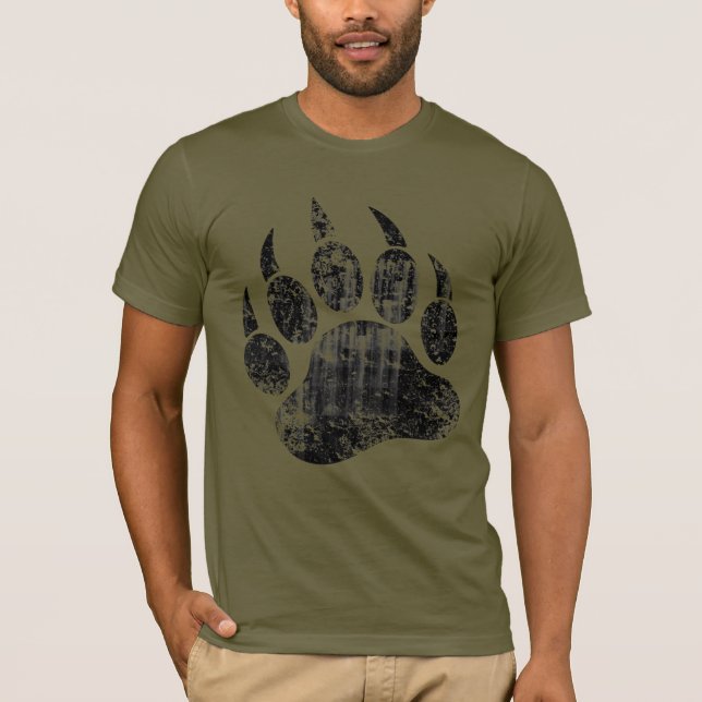Gay Bear Pride distressed Bear Paw HOT! T-Shirt (Front)