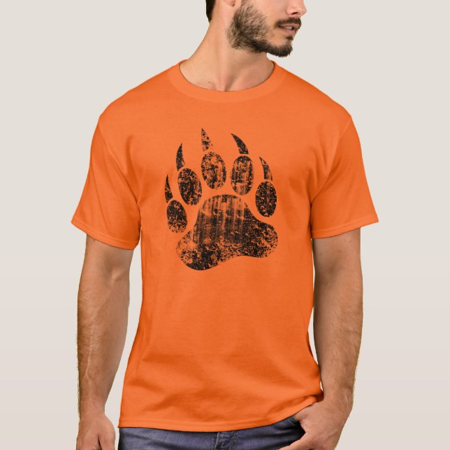 Gay Bear Pride distressed Bear Paw HOT !! T-Shirt (Front)