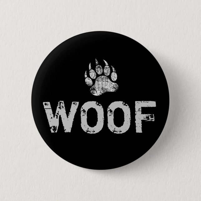 Gay Bear Pride distressed Bear Paw WOOF Pinback Button (Front)