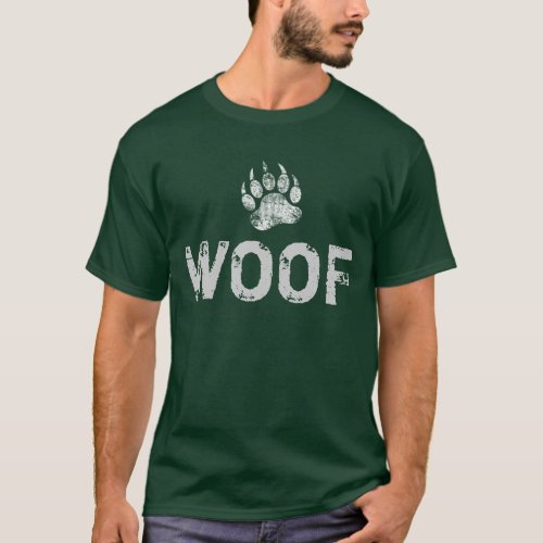 Gay Bear Pride distressed Bear Paw WOOF  T_Shirt