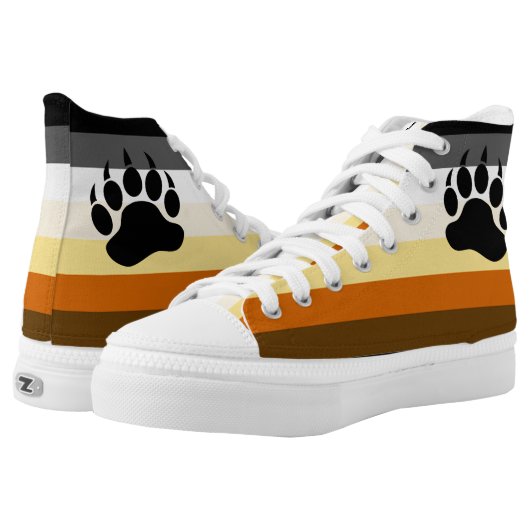 Gay Bear Pride Flag and Bear Paw High-Top Sneakers (Pair)