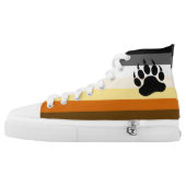 Gay Bear Pride Flag and Bear Paw High-Top Sneakers (Left Shoe Outside)