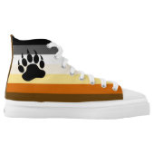 Gay Bear Pride Flag and Bear Paw High-Top Sneakers (Left Shoe Inside)