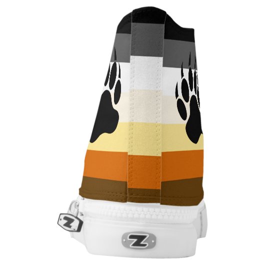 Gay Bear Pride Flag and Bear Paw High-Top Sneakers (Left Shoe Back)
