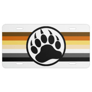 Gay Bear Pride Flag Bear Paw License Plate