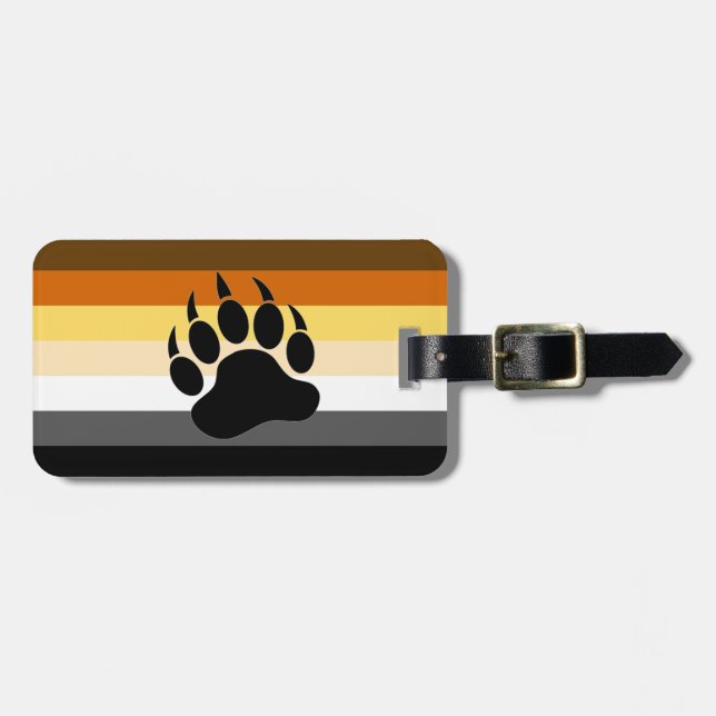 Gay Bear Pride Flag Bear Paw Luggage Tag (Front Horizontal)