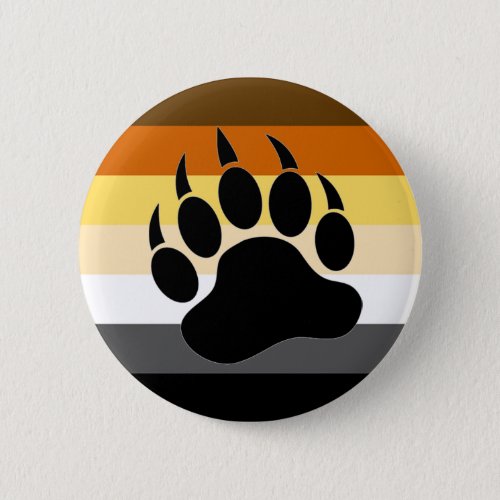 Gay Bear Pride Flag Bear Paw Pinback Button