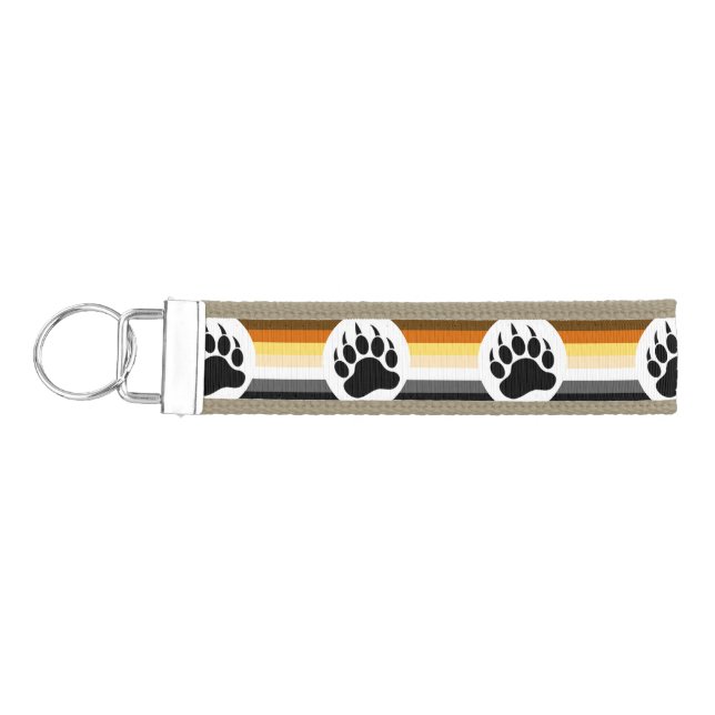 Gay Bear Pride Flag Bear Paw Wrist Keychain (Keys on Left)