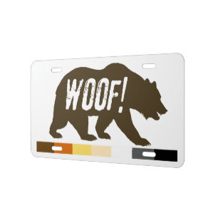 Gay Bear Pride Flag Bear WOOF License Plate