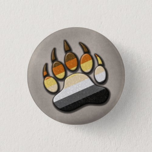 Gay Bear Pride Flag Colored Paw Symbol Pinback Button
