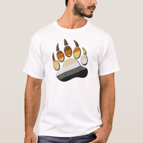 Gay Bear Pride Flag Colored Paw Symbol T_Shirt