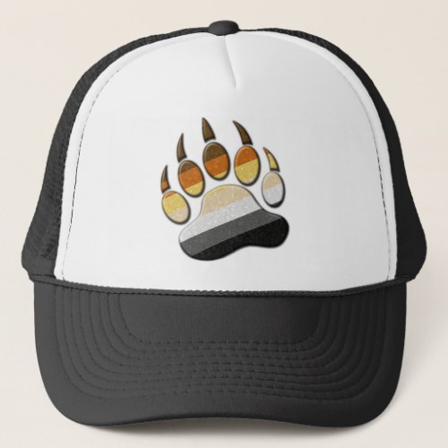 Gay Bear Pride Flag Colored Paw Symbol Trucker Hat